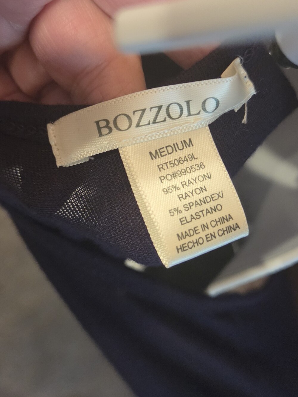 Bozzolo Navy Crisscross Neck Long Sleeve Tee SzM - Picture 8 of 8